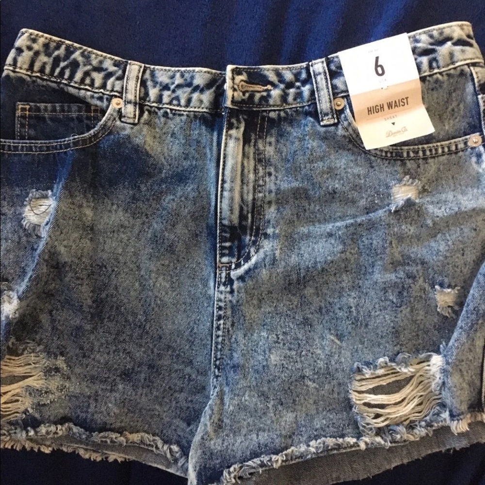 High Waist Ripped Jean Shorts